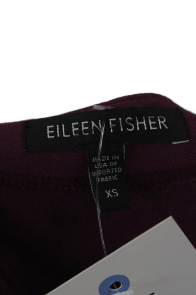 Eileen Fisher Womens Purple Cowl Neck Short Sleeve Shift Dress Rayon Size XS