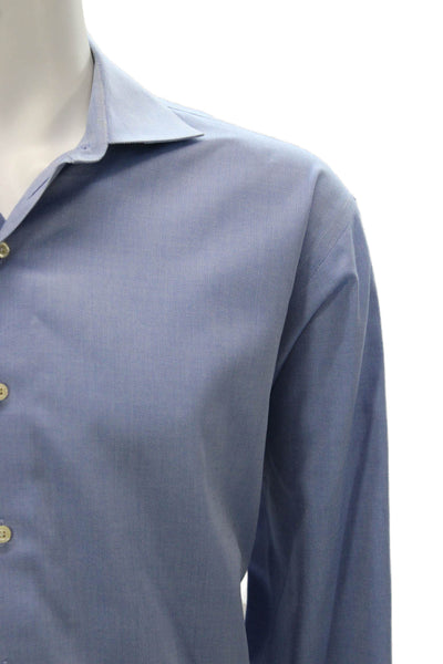 Brooks Brothers Mens Blue Cotton Dress Shirt Size 17.5