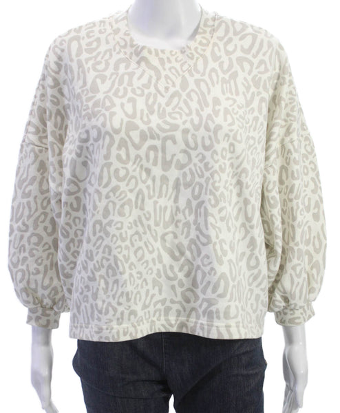 Rebecca Minkoff Womens Pullover Ivory Animal Print Size 2XS