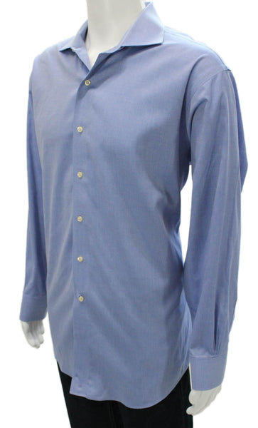 Brooks Brothers Mens Blue Cotton Dress Shirt Size 17.5
