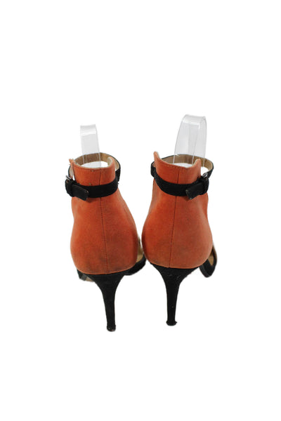 Zara Collection By Basic Womens Suede Sandal Heels Beige Orange Size 38 8