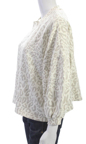 Rebecca Minkoff Womens Pullover Ivory Animal Print Size 2XS