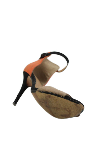 Zara Collection By Basic Womens Suede Sandal Heels Beige Orange Size 38 8