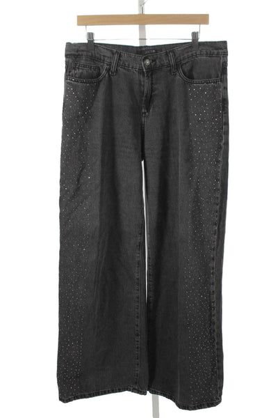 Joes Women Wide Leg Jeans Gray 100% Cotton Mid Rise Button Inseam 30 Size 31