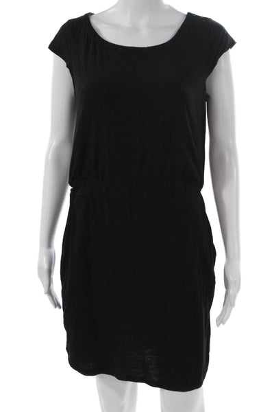 Athleta Womens T-Shirt Dress Black Scoop Neck Short Sleeve Size PXS