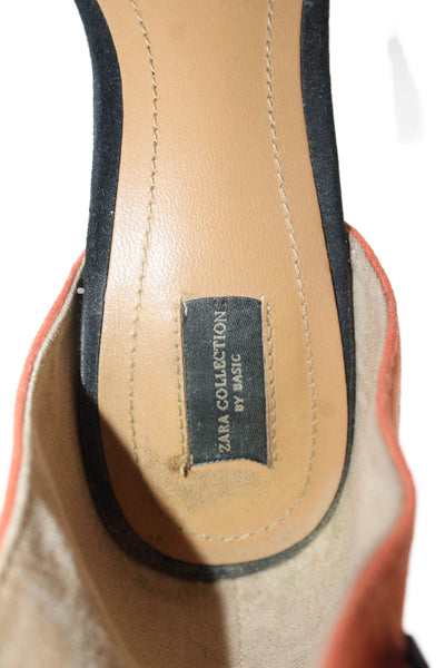 Zara Collection By Basic Womens Suede Sandal Heels Beige Orange Size 38 8