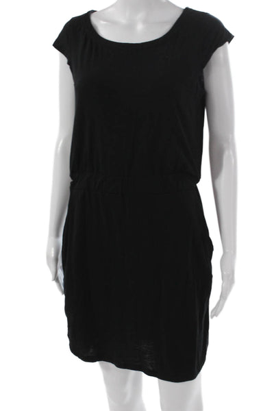 Athleta Womens T-Shirt Dress Black Scoop Neck Short Sleeve Size PXS