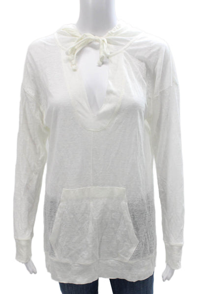 Joie Women Tunic V-Neck Linen Long Sleeve White Pullover Size XS