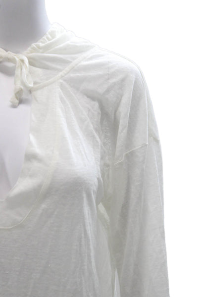 Joie Women Tunic V-Neck Linen Long Sleeve White Pullover Size XS