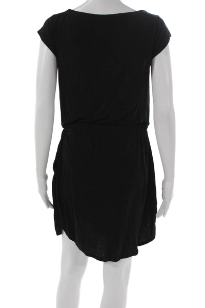 Athleta Womens T-Shirt Dress Black Scoop Neck Short Sleeve Size PXS