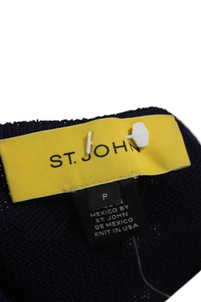 St. John Women Sweater Dress Blue Wool V Neck Short Sleeve Size PP