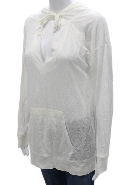 Joie Women Tunic V-Neck Linen Long Sleeve White Pullover Size XS
