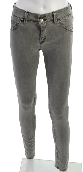 Hudson Womens Skinny Jeans Gray Mid Rise Button Cotton Blend Size 26