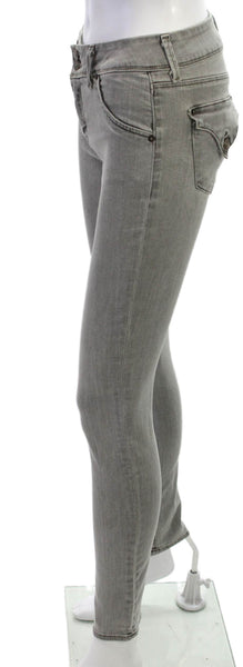 Hudson Womens Skinny Jeans Gray Mid Rise Button Cotton Blend Size 26