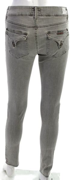 Hudson Womens Skinny Jeans Gray Mid Rise Button Cotton Blend Size 26