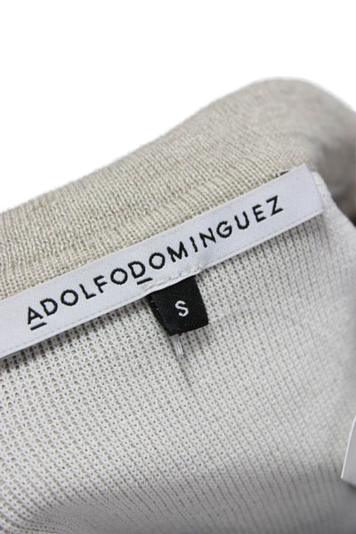 Adolfo Dominguez Women Tunic Beige V-Neck 3/4 Sleeve Cotton Pullover Size S