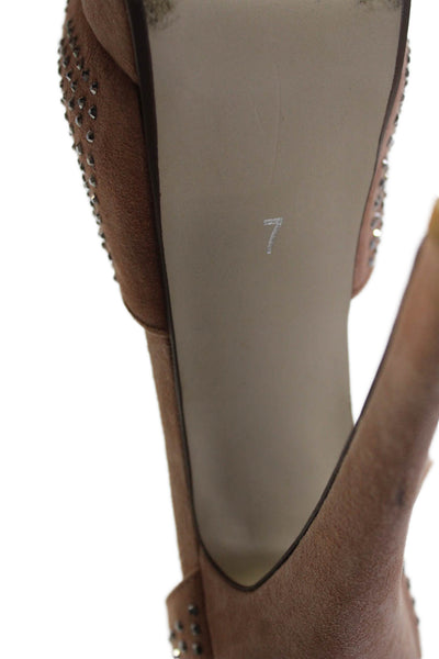 Jeffrey Campbell Womens Suede Ankle Strap Jeweled Peep Toe Heels Pink Size 7