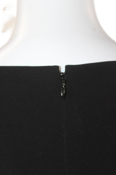 Ann Taylor Womens Sheath Dress Black Short Sleeve Boat Neck Zip Size 4P