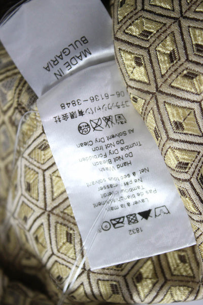 Cotelac Women Shift Dress Gold Geometric Sleeveless Round Neck Size 2