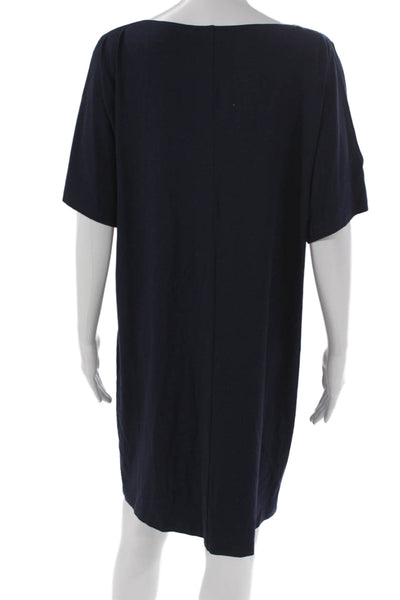 Eileen Fisher Women Shift Dress Blue Tencel Boat Neck Short Sleeve Size XS