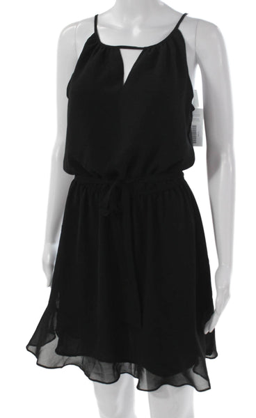 Cupcakes And Cashmere Women Black V Neck Sundress Short Polyester Size S