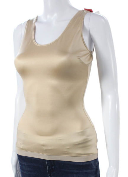 Spanx Women Shaping Top Scoop Neck Sleeveless Beige Nylon Size M