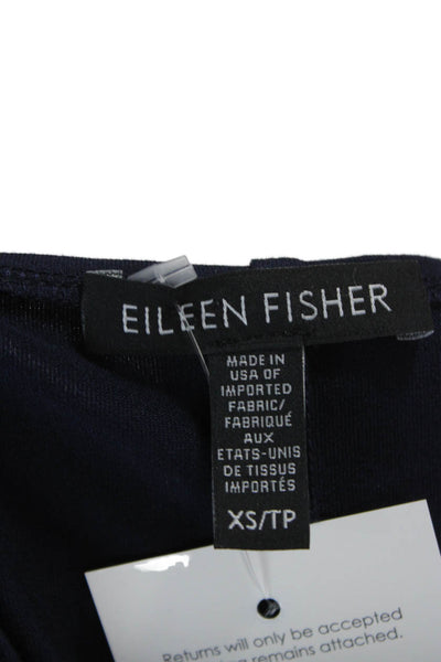 Eileen Fisher Women Shift Dress Blue Tencel Boat Neck Short Sleeve Size XS