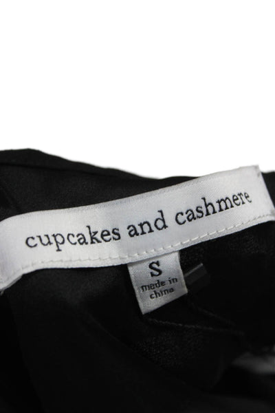Cupcakes And Cashmere Women Black V Neck Sundress Short Polyester Size S