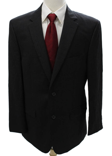 Pronto Uomo Mens 2 Piece Wool Gray Solid Suit Jacket Big Tall Size 44