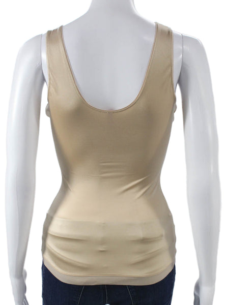 Spanx Women Shaping Top Scoop Neck Sleeveless Beige Nylon Size M