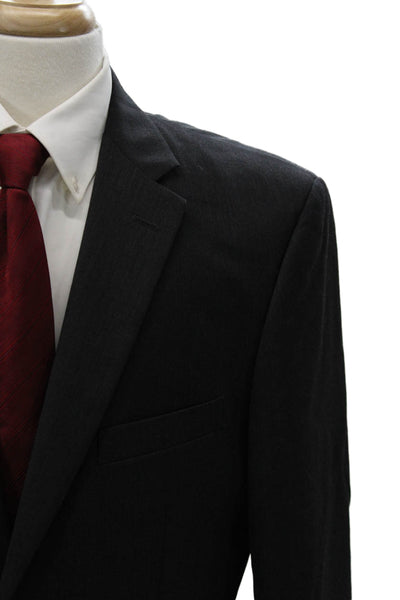 Pronto Uomo Mens 2 Piece Wool Gray Solid Suit Jacket Big Tall Size 44