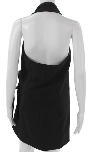 Topshop Women Wrap Dress Black Halter Tie Mini Above Knee Size 8