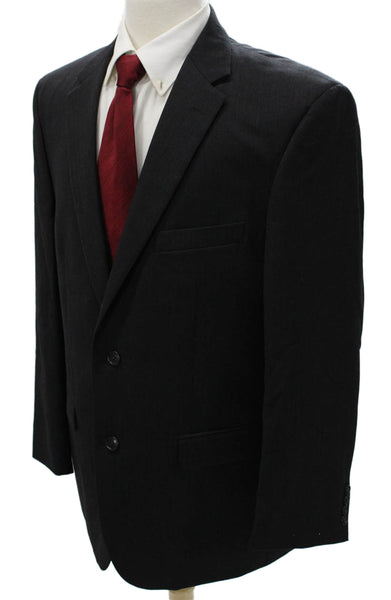 Pronto Uomo Mens 2 Piece Wool Gray Solid Suit Jacket Big Tall Size 44