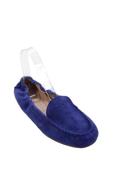 Taryn Rose Womens Suede Square Toe Loafers Blue Size 7.5