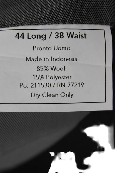 Pronto Uomo Mens 2 Piece Wool Gray Solid Suit Jacket Big Tall Size 44