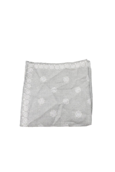 ELEVENTY Men's Roll Edge Geometic Print Handstitched Pocket Square