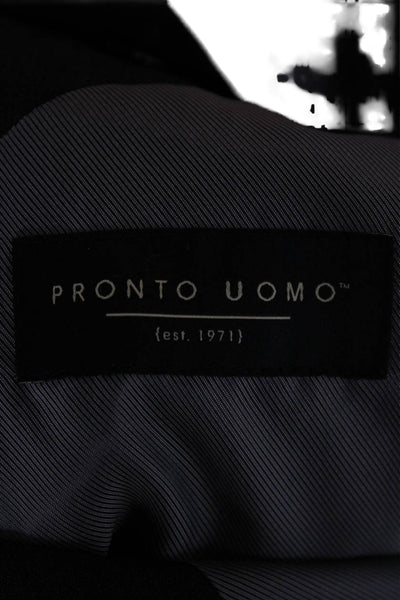 Pronto Uomo Mens 2 Piece Wool Gray Solid Suit Jacket Big Tall Size 44