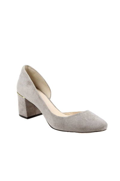 Cole Haan Womens Suede Block Heels Slip On Heels Shoes Gray Size 8.5B