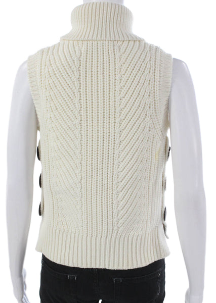 Derek Lam 10 Crosby Women Ivory Sleeveless Turtleneck Sweater Vest Size S