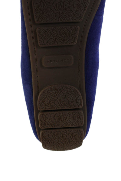 Taryn Rose Womens Suede Square Toe Loafers Blue Size 7.5