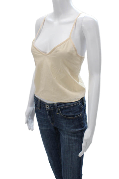 Sea New York Women Beige Cotton V-Neck Sleeveless Tank Solid Size XS