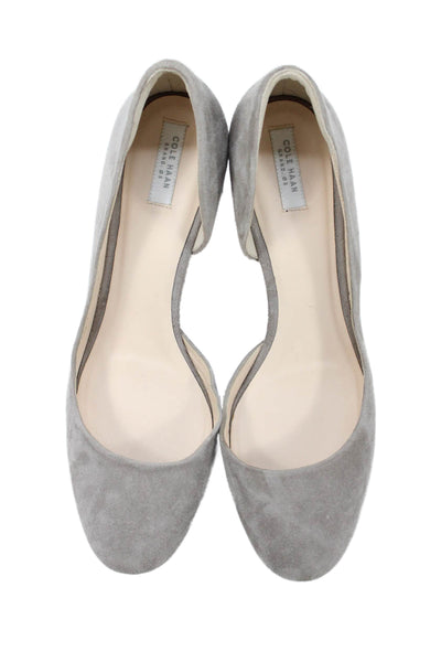 Cole Haan Womens Suede Block Heels Slip On Heels Shoes Gray Size 8.5B