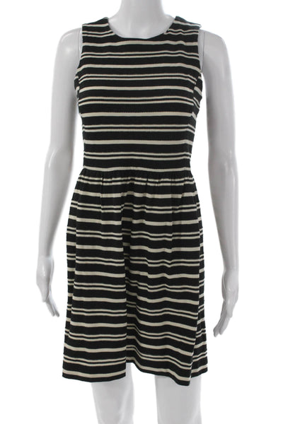 Madewell Womens Fit & Flare Striped Black Sleeveless Dress Size XS