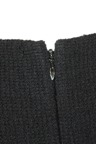St. John Womens Wool Sheath Dress Black V-Neck Sleeveless Zip Size 8