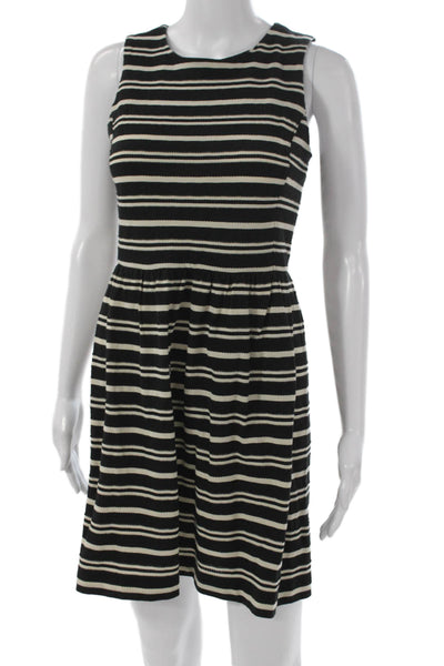 Madewell Womens Fit & Flare Striped Black Sleeveless Dress Size XS