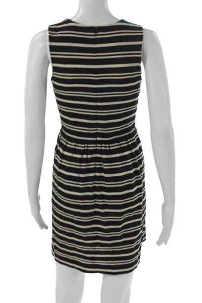 Madewell Womens Fit & Flare Striped Black Sleeveless Dress Size XS