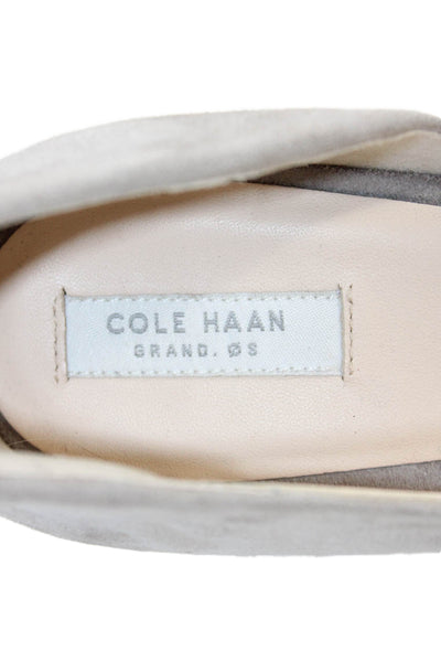 Cole Haan Womens Suede Block Heels Slip On Heels Shoes Gray Size 8.5B