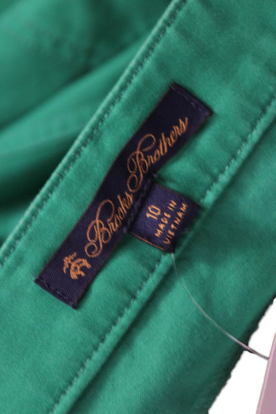 Brooks Brothers Womens Chino Pants Green Cotton Zip Size 10