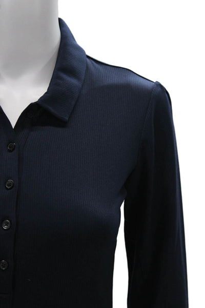 Adidas Womens Basic Polo Collared Blue Polyester 3/4 Sleeve Size XS