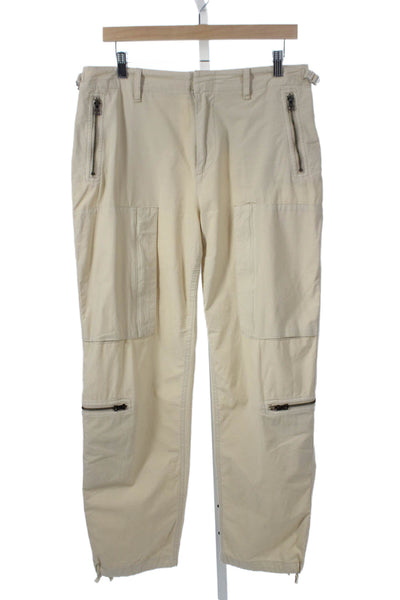 Rag & Bone Women Cargo Pants Beige Cotton Zip Inseam 27 Size 6